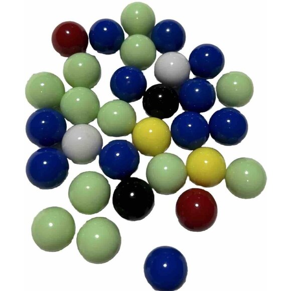 Marbles - 32 - Blue Green Yellow Black White Red Black Chinese Checkers Hippo - Picture 4 of 4